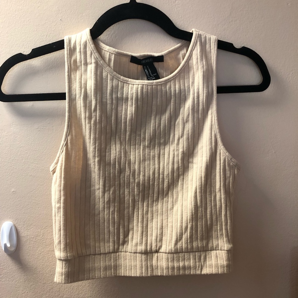 Forever 21 Creme ribbed crop top